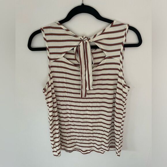 Green Envelope Striped Soft Knit tank top with tie back size medium NEW - Picture 6 of 6